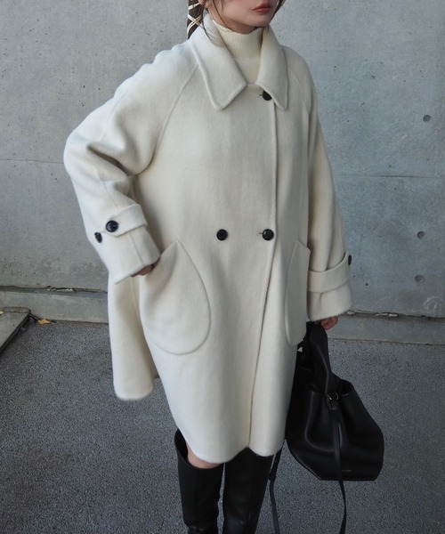 ステンカラーコート コート wool A-line coat /ウールAライン襟付き