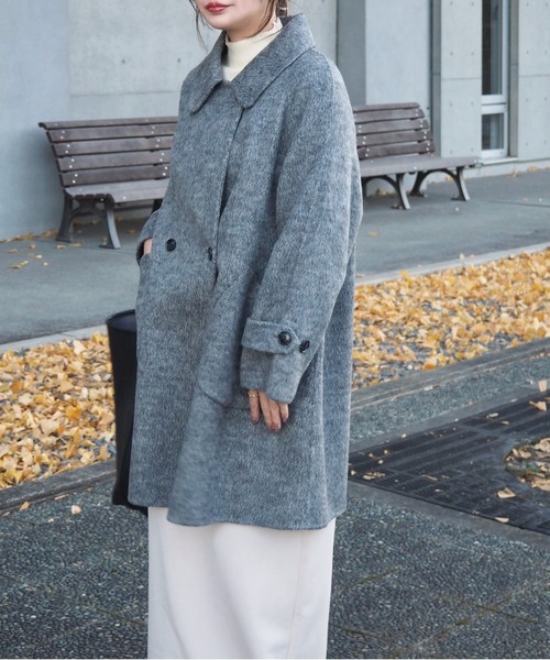 ステンカラーコート コート wool A-line coat /ウールAライン襟付き