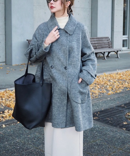 ステンカラーコート コート wool A-line coat /ウールAライン襟付き