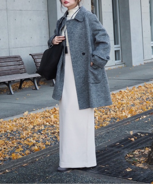ステンカラーコート コート wool A-line coat /ウールAライン襟付き