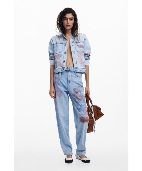 Desigual デニムジャケット gジャン グラフィティプリント