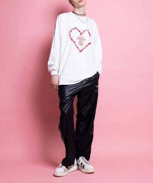 MILK BOY　ミルクボーイ　コーラルピンク　ロングTシャツ　ロンT MILKBOY（ミルクボーイ） tシャツ LET IT BURN Tシャツ メンズ