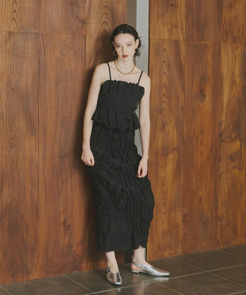 アンドレスド　mサイズ　ブラック Mサイズ】bubble sleeve jacquard dress ANDRESD（アンドレスド