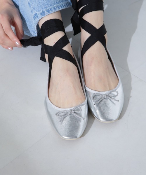 NANO universe（ナノ・ユニバース） バレエシューズ パンプス リボン付