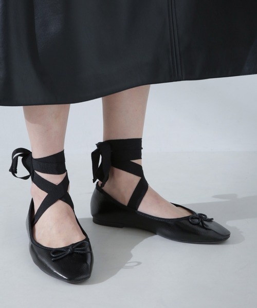 NANO universe（ナノ・ユニバース） バレエシューズ パンプス リボン付