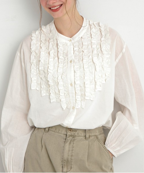 「URBAN RESEARCH Sonny Label」 長袖ブラウス FREE ホワイト レディース URBAN RESEARCH Sonny Label ブラウス シャツ エアリーコットン