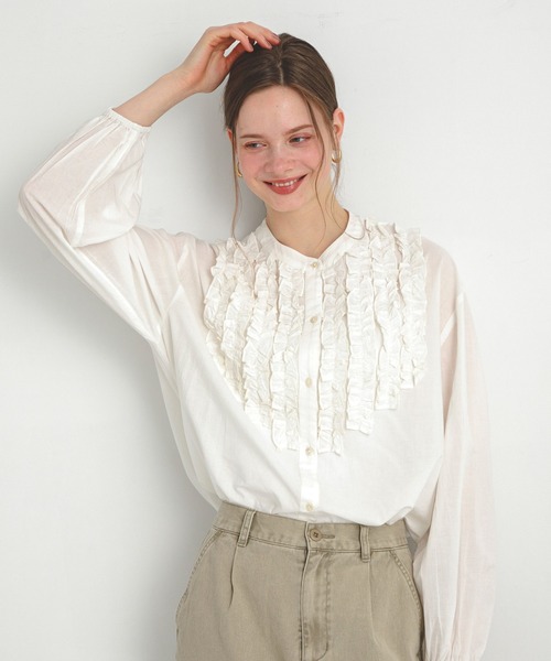 「URBAN RESEARCH Sonny Label」 半袖ブラウス FREE ホワイト レディース URBAN RESEARCH Sonny Label ブラウス シャツ エアリーコットン