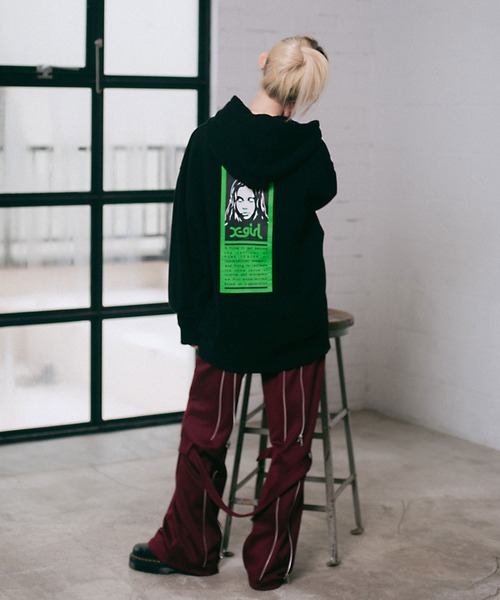 X-girl 「X-girl」 プルオーバーパーカー LARGE アッシュ