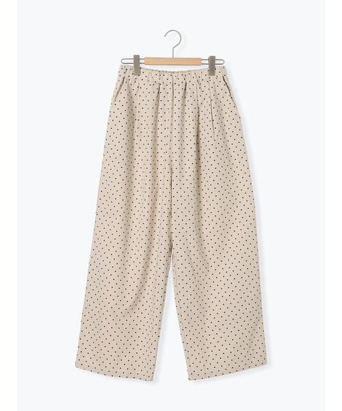 新品 ツハルバイサマンサモスモス ドットプリント立体刺繍ストレートパンツ カーキ Samansa Mos2 パンツ 「M/Lサイズ」ドット柄ストレートパンツ