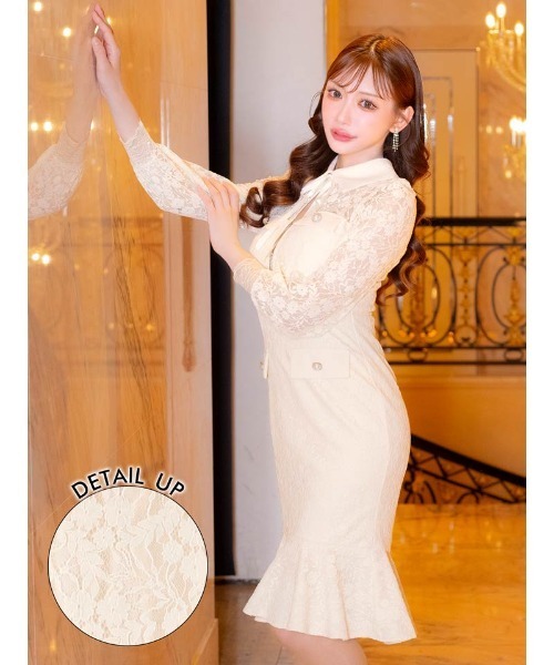 DAZZY（デイジー） ドレス オールレースリボン 襟付きフロントジップ