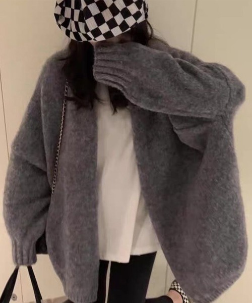 「DAY CLOSET」 ニットカーディガン ONE SIZE ダークグレー レディース_画像2