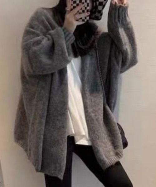 「DAY CLOSET」 ニットカーディガン ONE SIZE ダークグレー レディース_画像3