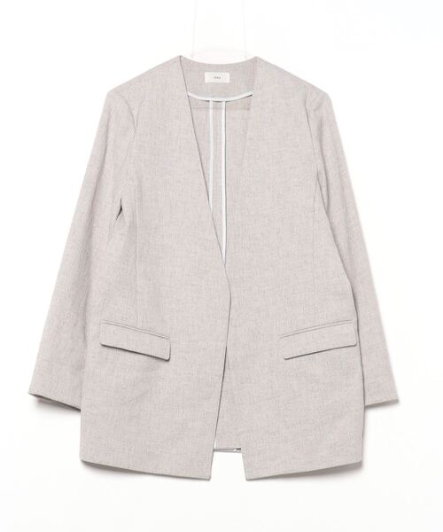 【美品】IENA ノーカラージャケット グレー38 IENA（イエナ） ノーカラージャケット 38 グレー レディース