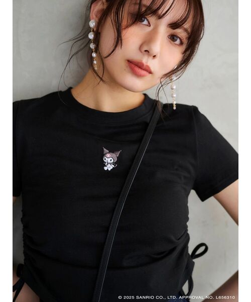 tシャツ 「メロクロコラボ」クロミワンポイント刺繍クロップドTシャツ レディース