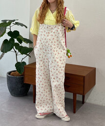 w closet サロペット オーバーオール 花柄サロペット レディース