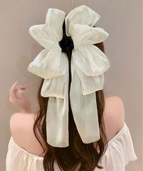 ヘアクリップ ボリューム シフォン リボン バンスクリップ : ZOZOTOWN
