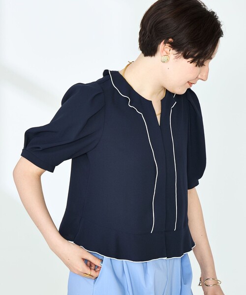 NOLLEY'S（ノーリーズ） ブラウス シャツ 半袖 ストレッチジョーゼット