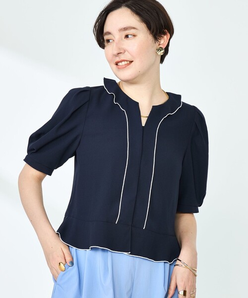 NOLLEY'S（ノーリーズ） ブラウス シャツ ストレッチジョーゼット配色