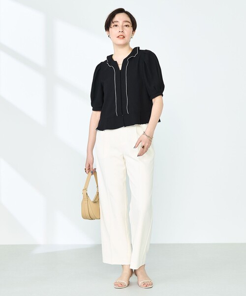 NOLLEY'S ストレッチジョーゼット配色2WAYブラウス ノーリーズ トップ NOLLEY'S（ノーリーズ）の「ストレッチジョーゼット配色2WAYブラウス
