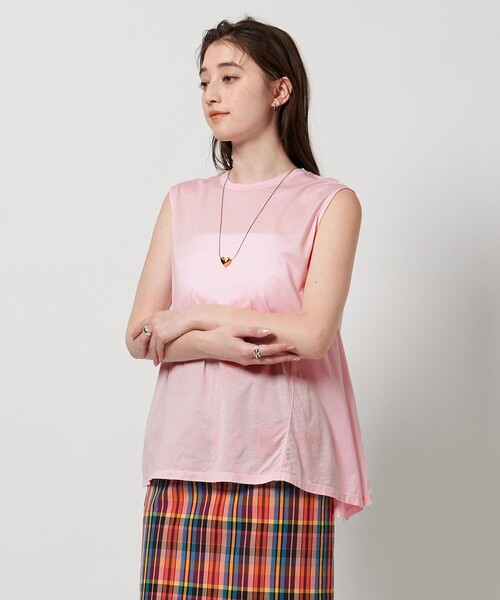 tシャツ イレギュラーヘム ノースリーブ カットソー レディース