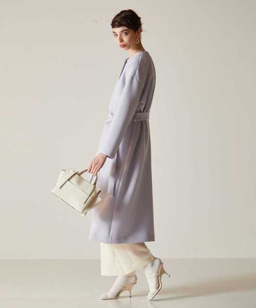 Tiara（ティアラ） ノーカラーコート FREE サックスブルー レディース