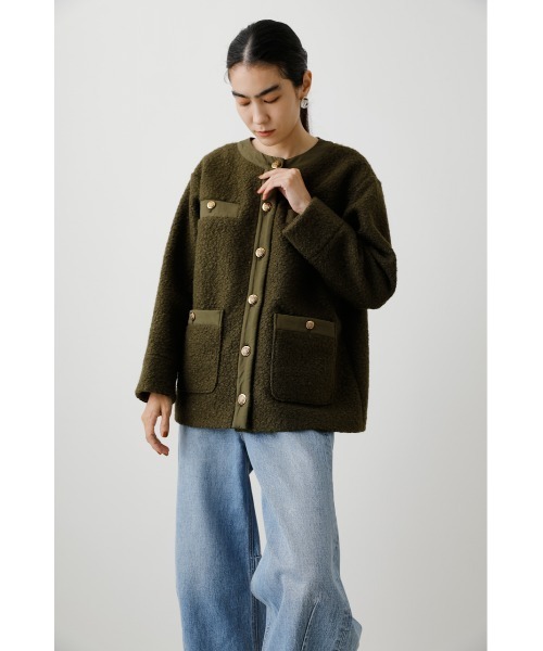 「crie conforto」 ノーカラージャケット SMALL ネイビー レディース_画像6