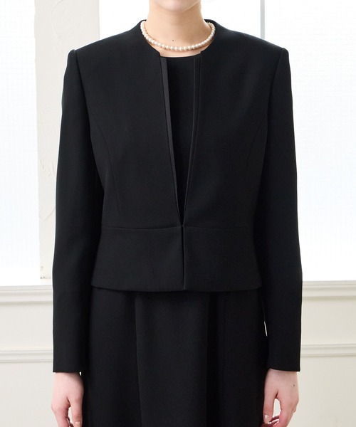 喪服 セレモニースーツ セットアップ 「喪服・礼服・WEB限定」マシンウォッシャブル サテン切り替えジャケット・2ピース風前開きロングワンピース 2点セッ… | AIMER | 09