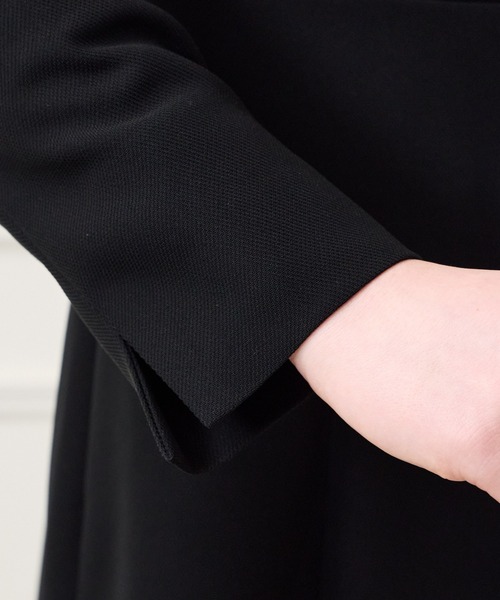 喪服 セレモニースーツ セットアップ 「喪服・礼服・WEB限定」マシンウォッシャブル サテン切り替えジャケット・2ピース風前開きロングワンピース 2点セッ… | AIMER | 12