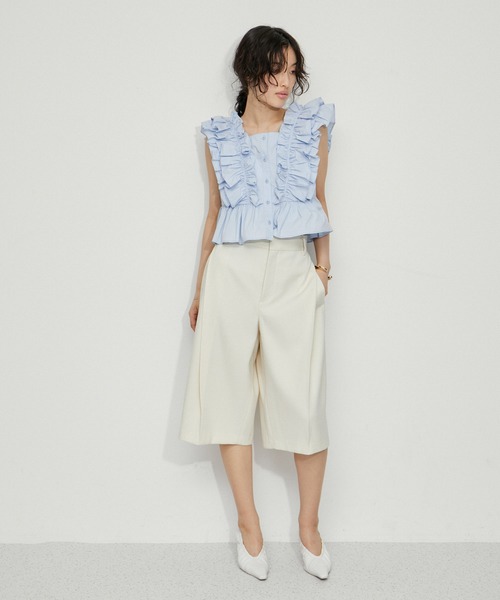 ADAM ET ROPE'（アダムエロペ） ブラウス シャツ ペタルフリルブラウス