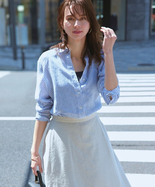 「23区」 長袖シャツ 32 ブルー レディース