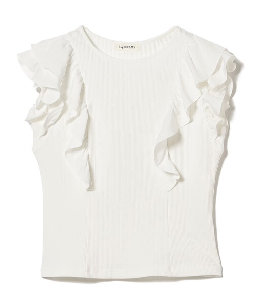 Ray BEAMS（レイ ビームス） tシャツ リブ ラッフル フリル スリーブ T