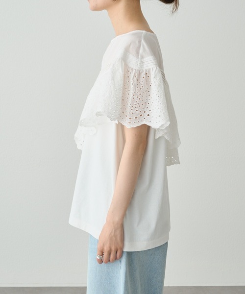 pual ce cin tシャツ 半袖 スカラップレースドッキングTシャツ 