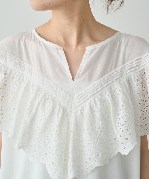 pual ce cin tシャツ 半袖 スカラップレースドッキングTシャツ 