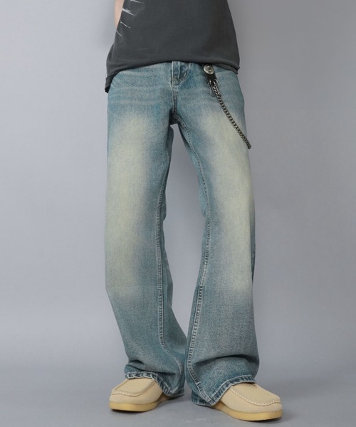 SPINNS（スピンズ） ジーンズ ヴィンテージ加工ストレートデニムパンツ