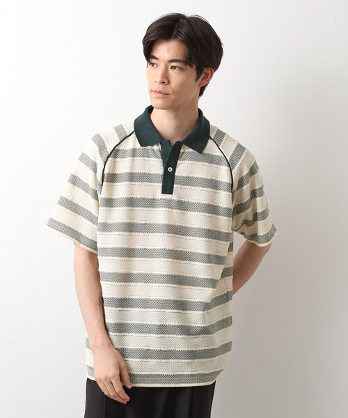 THE SHOP TK tシャツ 変形ボーダーポロシャツ「洗濯機OK」 メンズ