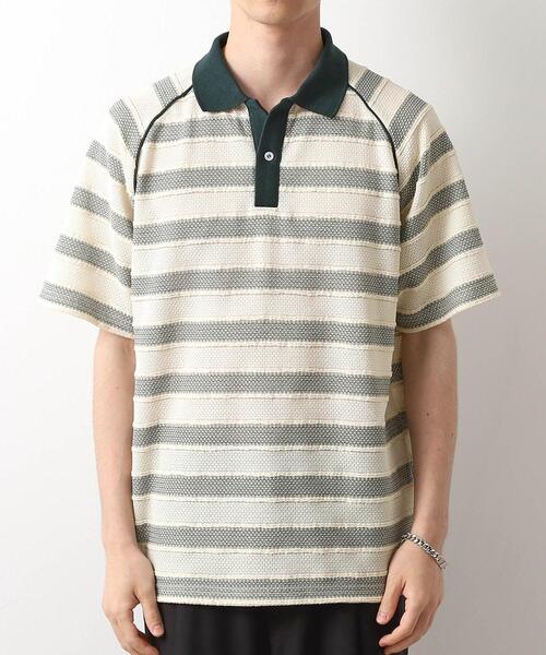 THE SHOP TK tシャツ 変形ボーダーポロシャツ「洗濯機OK」 メンズ