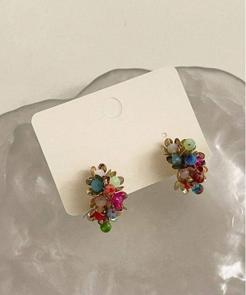 lit.Cy（リットシー） ピアス ビーズクラスターフラワーブーケピアス