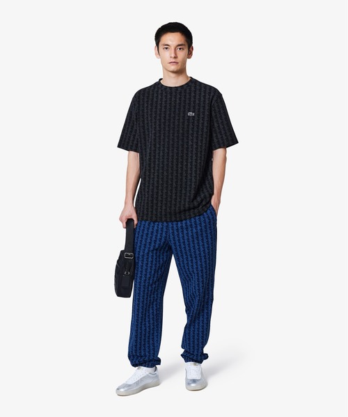 LACOSTE（ラコステ） tシャツ インディゴ鹿の子地 モノグラム半袖T