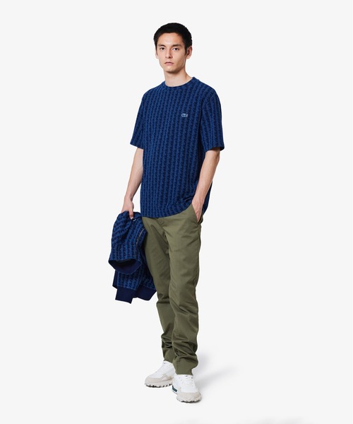 LACOSTE（ラコステ） tシャツ インディゴ鹿の子地 モノグラム半袖T