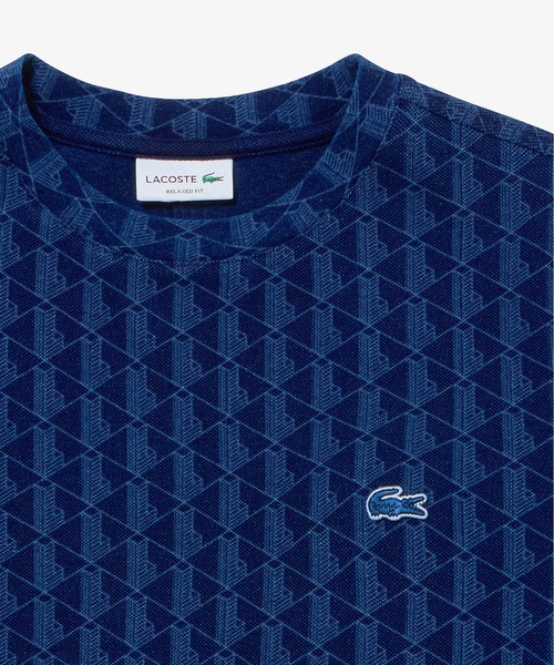 LACOSTE（ラコステ） tシャツ インディゴ鹿の子地 モノグラム半袖T
