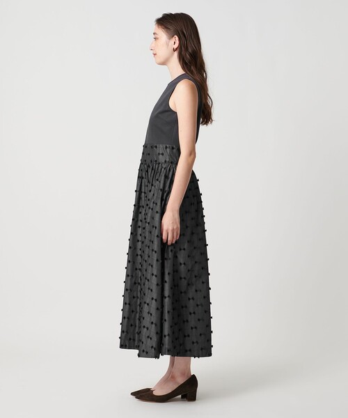 UNITED ARROWS ワンピース リボン カットジャガード コンビ