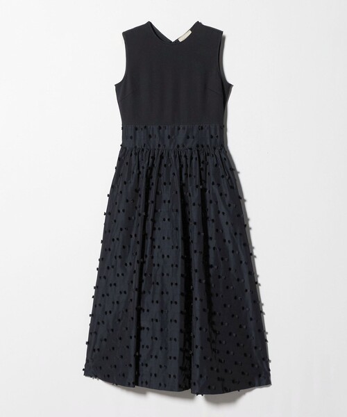 UNITED ARROWS ワンピース リボン カットジャガード コンビ