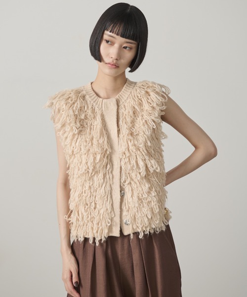 tyn.TGOR フリンジニットベスト ブラウン ジレ ニットベスト tyn.TGOR フリンジニットベスト ブラウン ジレ ニットベスト