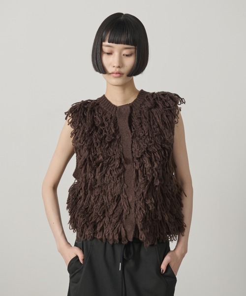 tyn.TGOR フリンジニットベスト ブラウン ジレ ニットベスト