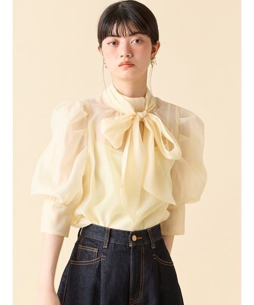 LILY BROWN（リリーブラウン） ブラウス シャツ オーガンザボウタイ