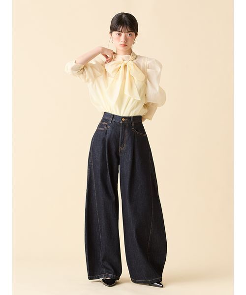 LILY BROWN（リリーブラウン） ブラウス シャツ オーガンザボウタイ