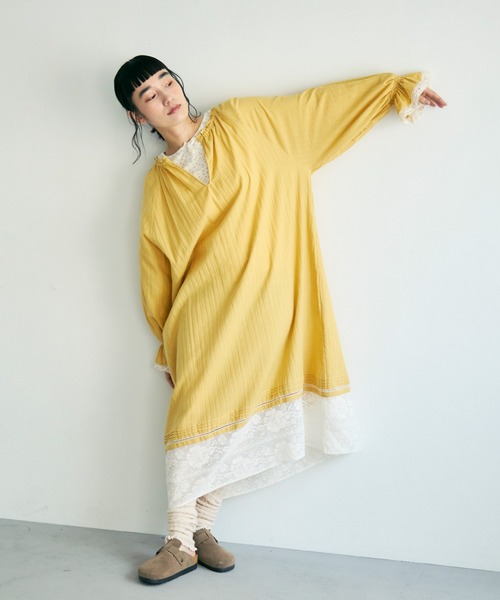 Crisp（クリスプ） ワンピース ナチュラルスモックワンピース