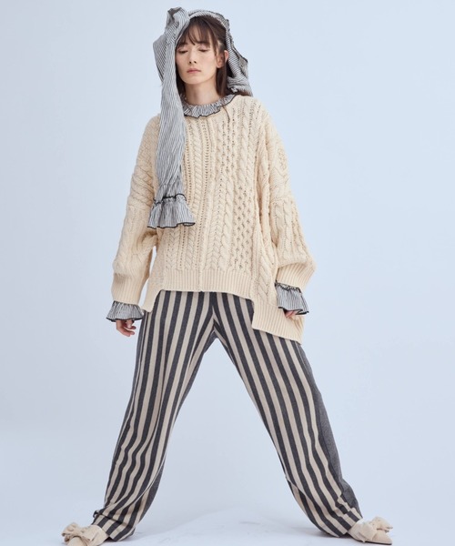 Libra Cue（リブラ キュー） ニット セーター パッチワークケーブル