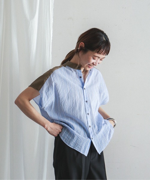 「FIL DE FER」 半袖ブラウス FREE ブラウン レディース_画像2