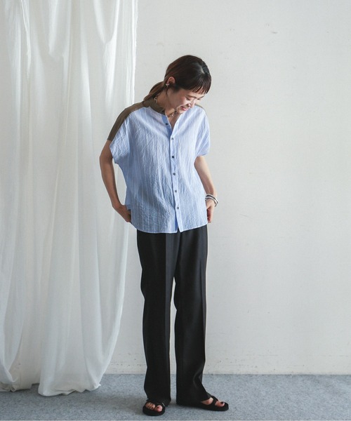 「FIL DE FER」 半袖ブラウス FREE ブラウン レディース_画像7